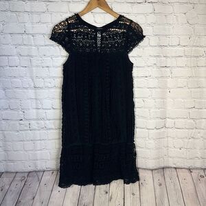 Anthropologie Maeve Dress Size XS Black Crocheted Lace Lined Party